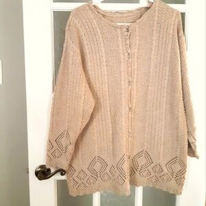 Vintage knit button up crochet cardigan